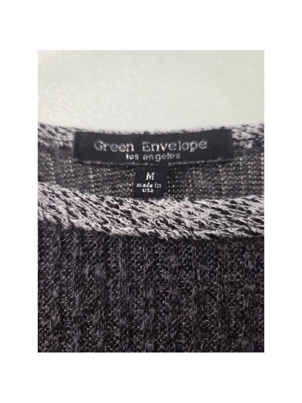 Green Envelope Gray Ribbed Knit Sweater Medium - Picture 3 of 5